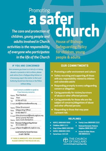 Promoting a Safer Church Parish Poster with contact details